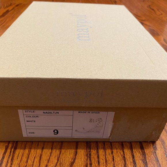 White Wedge Sandals with Studded Ankle Strap - Picture 8 of 8